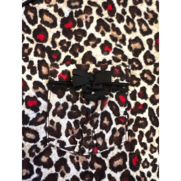 laSenza Pajamas Womens Leopard Print Button Up Lg Black White Pink Lace Trim - Picture 10 of 13